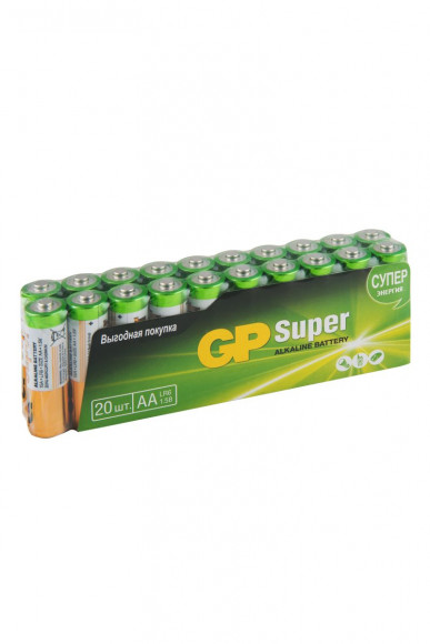 Алкалиновые батарейки GP Super Alkaline 15А типа АA - 20 шт. Алкалиновые батарейки GP Super Alkaline 15А типа АA - 20 шт.