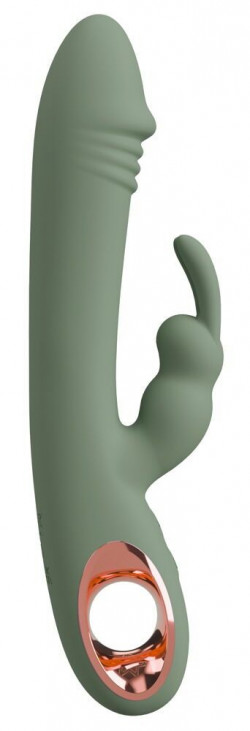 Оливковый вибратор-кролик Slim Rabbit Olive - 21,4 см. Оливковый вибратор-кролик Slim Rabbit Olive - 21,4 см.