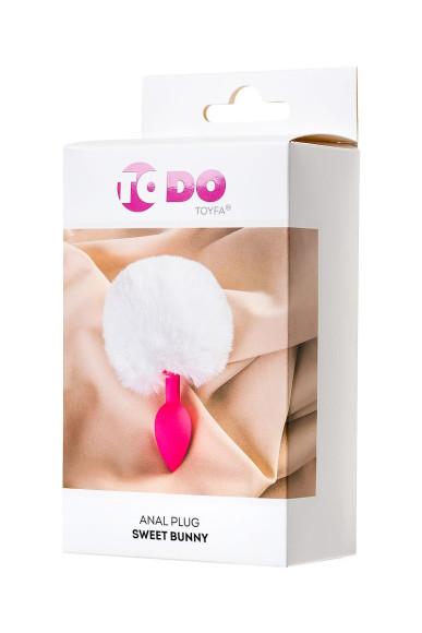 Розовая анальная втулка Sweet bunny с белым пушистым хвостиком Розовая анальная втулка Sweet bunny с белым пушистым хвостиком
