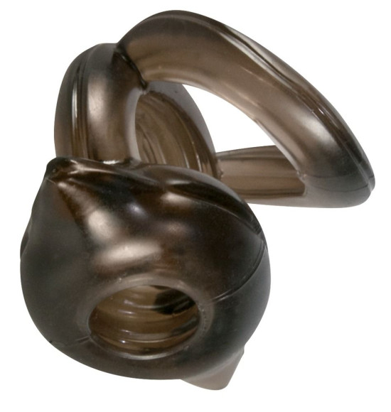 Черное эрекционное кольцо с петлёй для мошонки Bad Kitty Черное эрекционное кольцо с петлёй для мошонки Bad Kitty