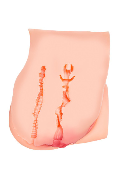 Телесный мастурбатор в форме попки с 2 любовными входами Телесный мастурбатор в форме попки с 2 любовными входами