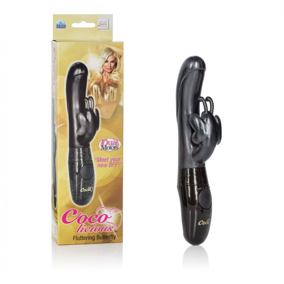 Черный вибромассажер Coco Fluttering Butterfly Vibes - 21 см. Черный вибромассажер Coco Fluttering Butterfly Vibes - 21 см.