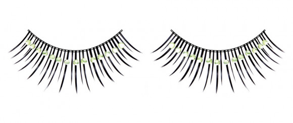 Чёрные ресницы с зелёными стразами Чёрные ресницы с зелёными стразами