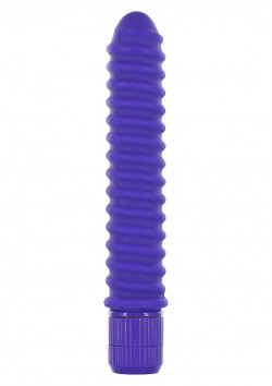 Фиолетовый вибромассажер FUNKY RIBBED VIBE - 15 см. Фиолетовый вибромассажер FUNKY RIBBED VIBE - 15 см.