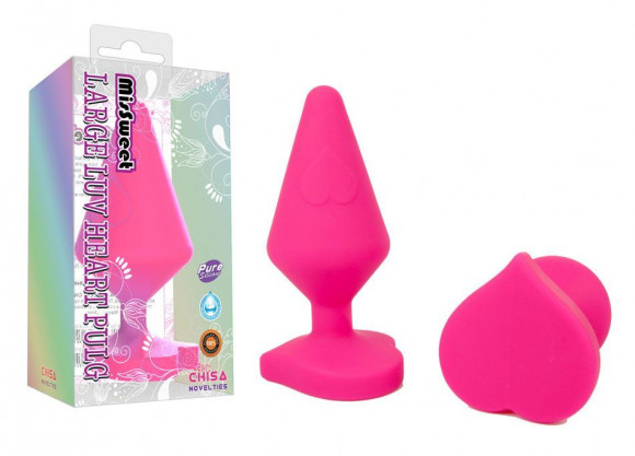 Розовая коническая анальная пробка с сердечком-ограничителем - 10 см. 