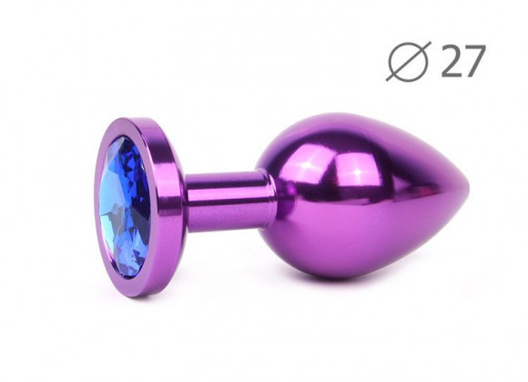 Коническая фиолетовая анальная втулка с синим кристаллом - 7 см. Коническая фиолетовая анальная втулка с синим кристаллом - 7 см.