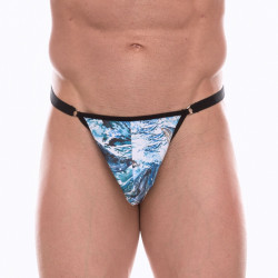 Мужские трусы-тонги с принтом в виде волн и китов Мужские трусы-тонги с принтом в виде волн и китов