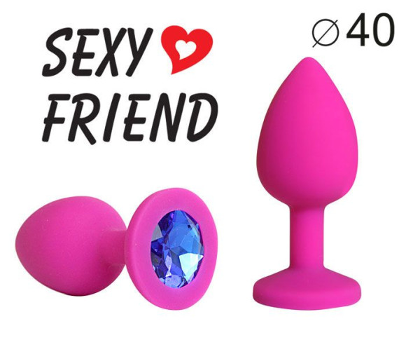 Ярко-розовая анальная пробка с синим кристаллом - 9,5 см. Ярко-розовая анальная пробка с синим кристаллом - 9,5 см.