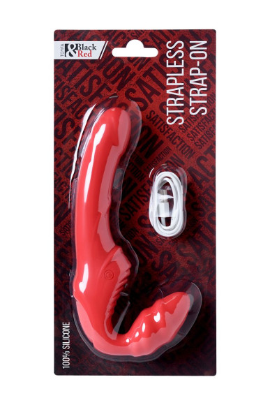 Красный безремневой страпон с вибрацией Красный безремневой страпон с вибрацией