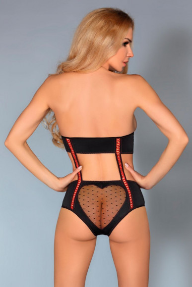 Оригинальное боди Reiko с полупрозрачными вставками в форме сердечек Оригинальное боди Reiko с полупрозрачными вставками в форме сердечек