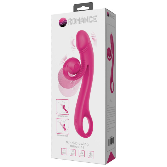 Розовый вибратор Beau с подвижным отростком-улиткой - 23 см.