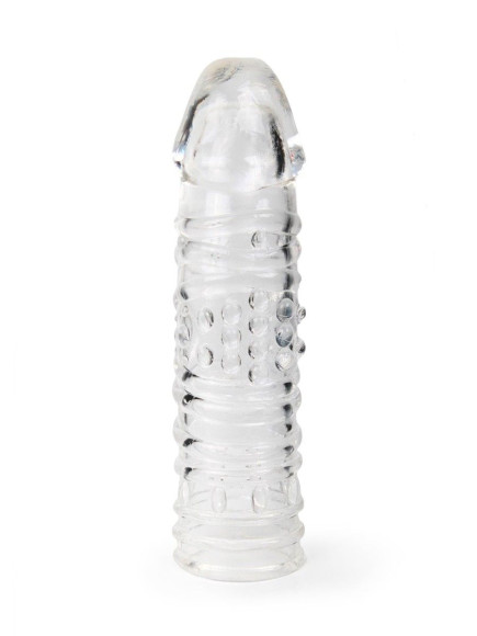 Прозрачная закрытая насадка на пенис - 17 см.