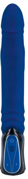 Синий вибратор с поступательным движением - 30 см.