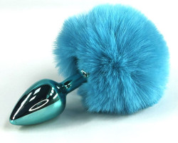 Голубая анальная пробка с заячьим хвостиком Голубая анальная пробка с заячьим хвостиком