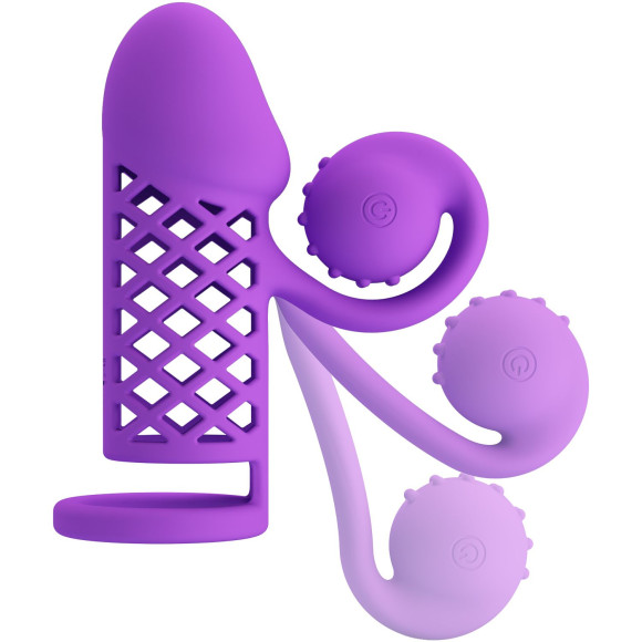 Фиолетовая вибронасадка с клиторальным отростком Harden