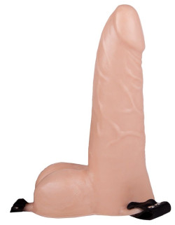 Пустотелый реалистичный фаллопротез на ремешках с заклепками - 18,5 см. Пустотелый реалистичный фаллопротез на ремешках с заклепками - 18,5 см.