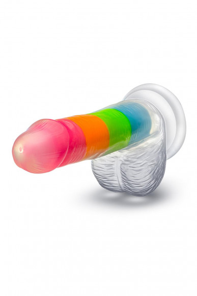 Яркий люминесцентный фаллоимитатор Rainbow Rave - 16,5 см.