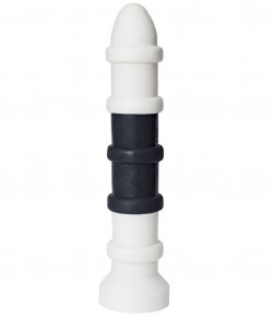 Бело-чёрный анальный жезл с крупными рёбрышками по всей длине - 35 см. 