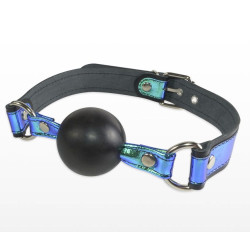 Кляп-шарик на чёрно-синих ремешках Кляп-шарик на чёрно-синих ремешках