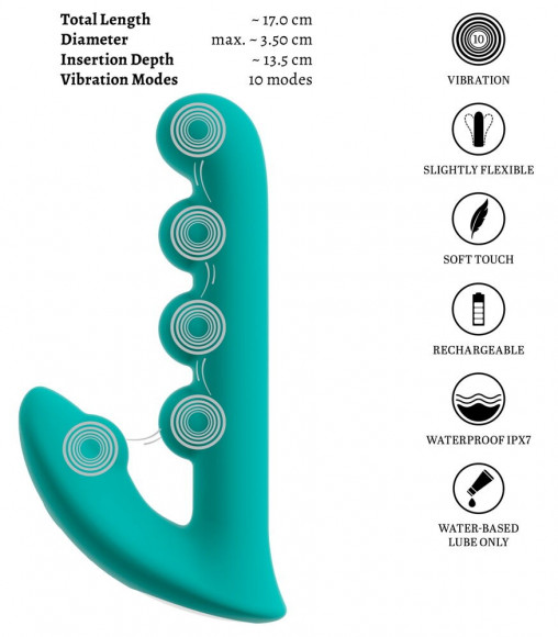 Зеленый вибратор SYLORA Unique Beads Vibrator - 17 см. Зеленый вибратор SYLORA Unique Beads Vibrator - 17 см.