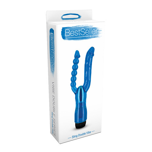 Синий анально-вагинальный вибратор SLING DOUBLE VIBE - 23 см. Синий анально-вагинальный вибратор SLING DOUBLE VIBE - 23 см.