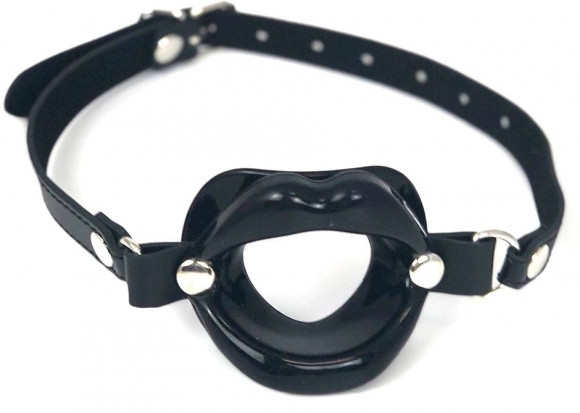 Черный кляп-губы на регулируемом ремешке Черный кляп-губы на регулируемом ремешке