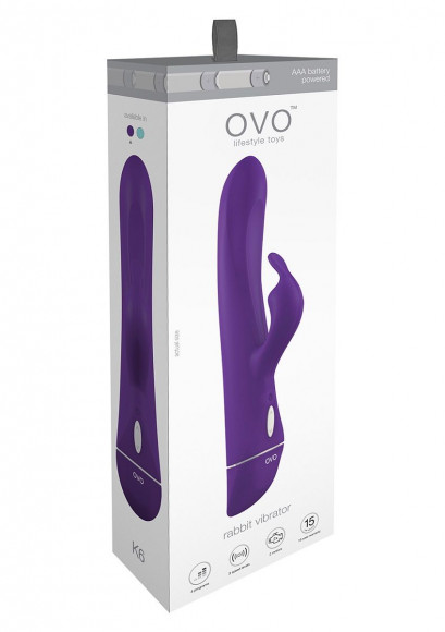 Фиолетовый вибратор OVO K6 с клиторальным стимулятором Фиолетовый вибратор OVO K6 с клиторальным стимулятором