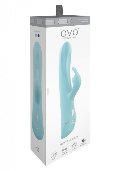 Голубой вибратор OVO K6 с клиторальным стимулятором Голубой вибратор OVO K6 с клиторальным стимулятором