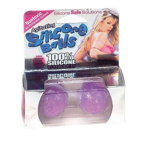 Фиолетовые вагинальные шарики с пупырышками AGITATING SILICONE BALLS Фиолетовые вагинальные шарики с пупырышками AGITATING SILICONE BALLS