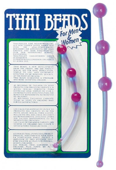 Фиолетовая анальная цепочка Thai beads - 15,5 см. Фиолетовая анальная цепочка Thai beads - 15,5 см.