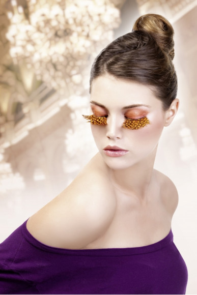 Жёлто-коричневые пушистые ресницы-перья Жёлто-коричневые пушистые ресницы-перья