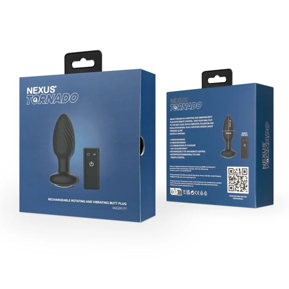 Черная анальная вибровтулка Nexus Tornado Medium с функцией вращения