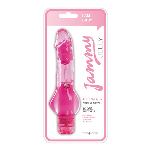 Розовый вибратор VIBRATOR JAMMY JELLY ALLURING с широким основанием - 16,5 см.