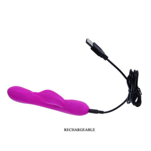 Лиловый вибратор Yves с клиторальным отростком - 17 см. Лиловый вибратор Yves с клиторальным отростком - 17 см.