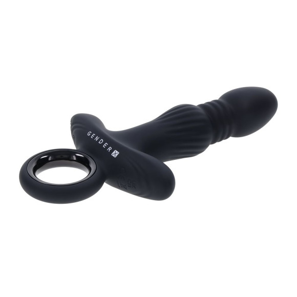 Черный анальный вибростимулятор с поступательными движениями Slayer - 20 см.