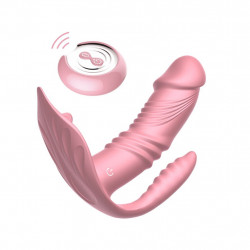 Розовый анально-вагинальный массажер Tick Wear Double Vibration Hesting - 13,5 см.