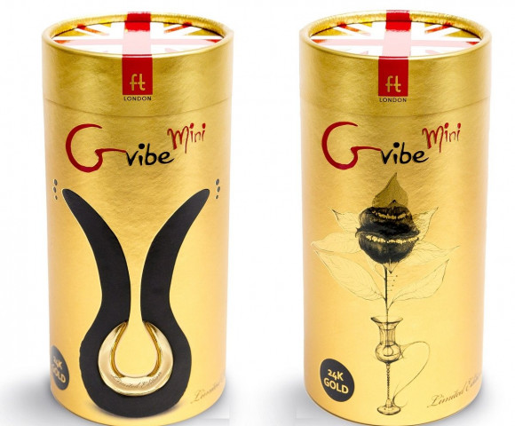 Чёрный сплит-вибратор Gvibe Mini Gold с покрытием золотом Чёрный сплит-вибратор Gvibe Mini Gold с покрытием золотом