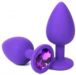 Фиолетовая анальная пробка с фиолетовым стразом - 6,8 см. Фиолетовая анальная пробка с фиолетовым стразом - 6,8 см.