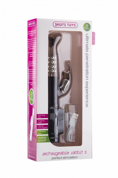 Чёрный перезаряжаемый вибратор Rechargeable Rabbit - 22 см. Чёрный перезаряжаемый вибратор Rechargeable Rabbit - 22 см.