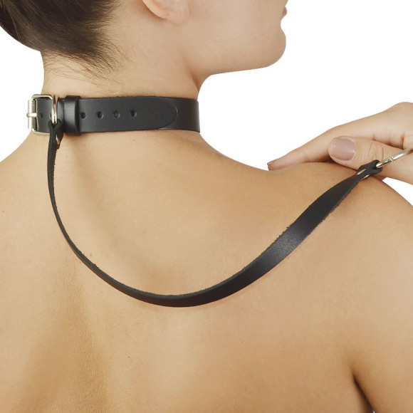 Ярко-розовый меховой ошейник с кожаным поводком Ярко-розовый меховой ошейник с кожаным поводком