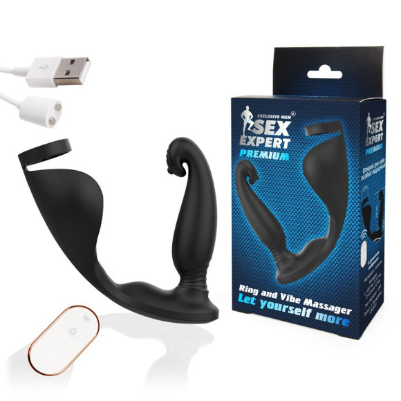 Черный анальный вибромассажёр с эрекционным кольцом и подхватом для мошонки - 12,8 см. Черный анальный вибромассажёр с эрекционным кольцом и подхватом для мошонки - 12,8 см.