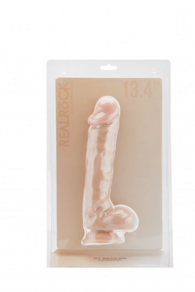 Телесный фаллоимитатор Realistic Cock 13,4  With Scrotum - 34 см.