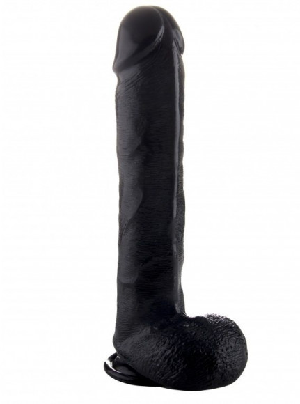 Чёрный фаллоимитатор Realistic Cock 15  With Scrotum - 38 см.