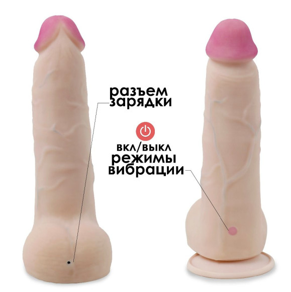 Телесный перезаряжаемый вибратор-реалистик из неоскин - 22 см. Телесный перезаряжаемый вибратор-реалистик из неоскин - 22 см.