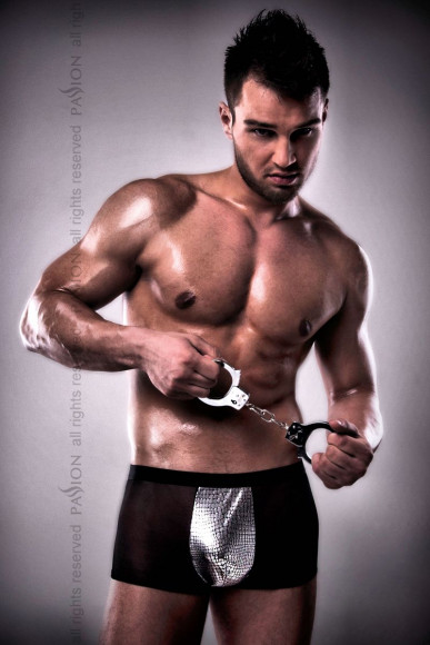 Боксеры с серебристой вставкой под змеиную кожу