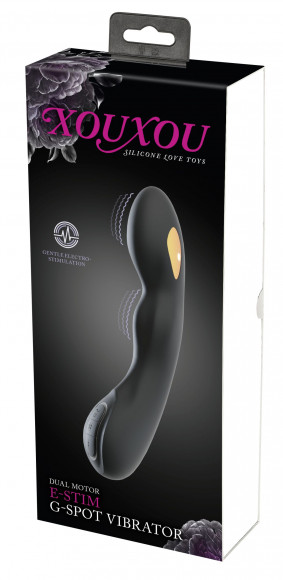 Черный вибратор-электростимулятор для точки G - 20,2 см. Черный вибратор-электростимулятор для точки G - 20,2 см.