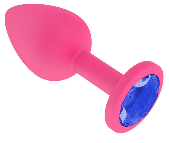 Розовая анальная втулка с синим кристаллом - 7,3 см. Розовая анальная втулка с синим кристаллом - 7,3 см.