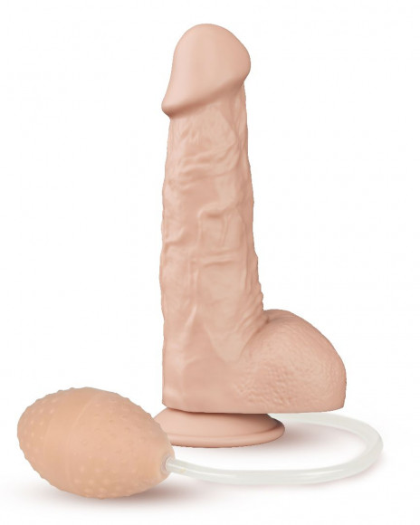 Фаллоимитатор-реалистик на присоске с имитацией эякуляции - 17,8 см. Фаллоимитатор-реалистик на присоске с имитацией эякуляции - 17,8 см.