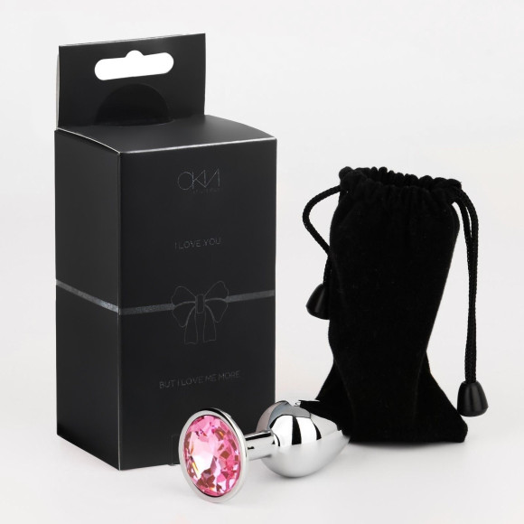 Серебристая анальная втулочка с розовым кристаллом - 7 см. Серебристая анальная втулочка с розовым кристаллом - 7 см.