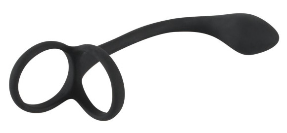 Эрекционное кольцо с утяжкой на мошонку и анальным плаг Black Velvets Эрекционное кольцо с утяжкой на мошонку и анальным плаг Black Velvets